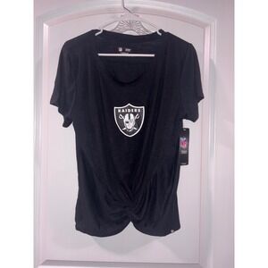 NFL Las Vegas Raiders Women's 2XL Twist Front T-Shirt Short Sleeve Top XXL Black